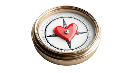 Symbolic compass with a heart, finding love, direction and purpose in life's journey
