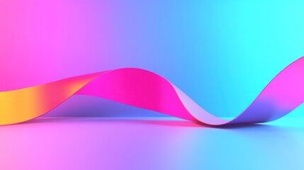 Vibrant ribbon flowing, gradient background, studio, abstract design