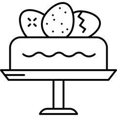 Easter cake Outline style illustration 