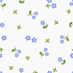 seamless floral pattern. Idea for fabric, tablecloth pattern, wrapping paper, gift paper. Print Ditsy. Motives are scattered randomly. blue flower pattern background. cute floral pattern