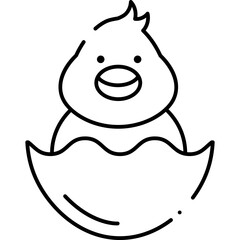 Chicks on hatch Outline style illustration 