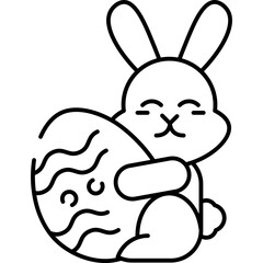 Rabbit play with egg Outline style illustration 