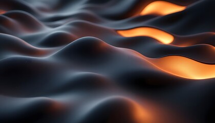 Obraz premium Abstract Dark Waves with Glowing Orange Lights Digital Art