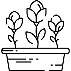 Tulips Outline style illustration 