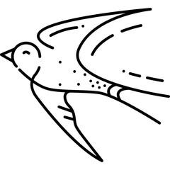 Swallows birds Outline style illustration 