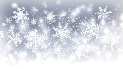 Winter background with the image of snowflakes falling on a background of a blurry snow drops