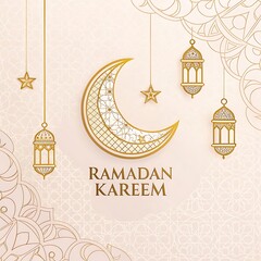 Ramadan Kareem greeting card with decorated background.