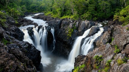 Naklejka premium Lush Tropical Waterfall