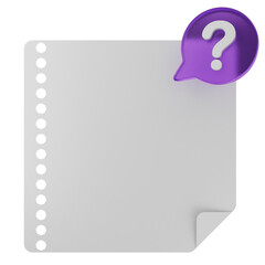 3d chat question note paper text box