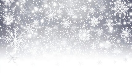 Fototapeta premium Winter background with the image of snowflakes falling on a background of a blurry snow drops