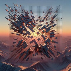 Broken Grid A grid with intentional breaks creating a sense of d