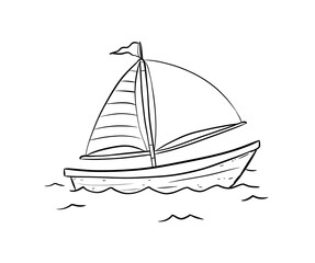 sailing boat digital drawing illustration isolated