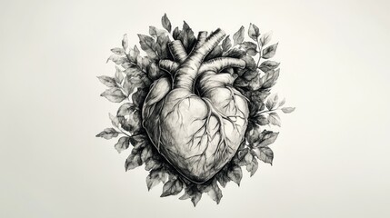 Heart with leaves