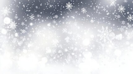 Fototapeta premium Winter background with the image of snowflakes falling on a background of a blurry snow drops
