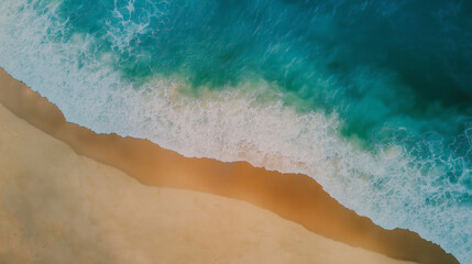 Tropical Sandy Beach with Soft Blue Ocean Waves and Clear Water