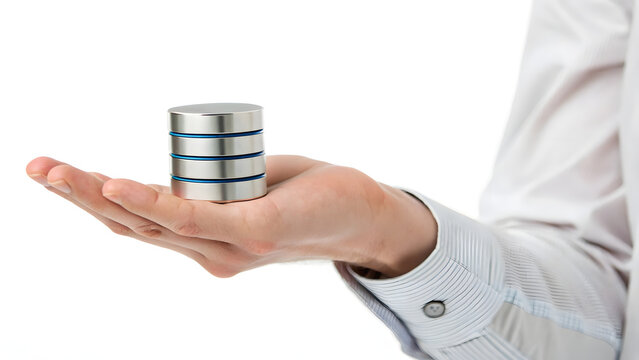 person holding a symbol of database