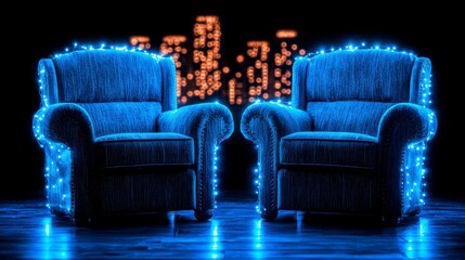 Obraz premium A cityscape provides the backdrop for a digital display showing falling interest rates, representing the economic outlook, with room for additional context or explanation of the financial situation.