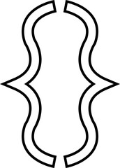 Curly double braces. Symmetric brackets pair, punctuation symbol for mathematics. Frames for math in black Outline style. Retro parenthesis sign for text quote Isolated on transparent background.