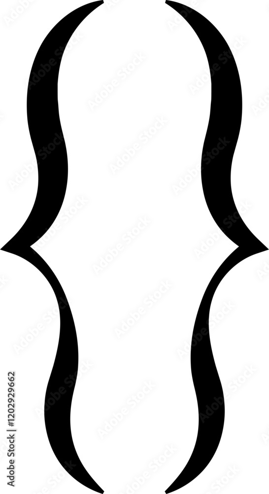 Poster curly double braces. symmetric brackets pair, punctuation symbol for mathematics. frames for math in