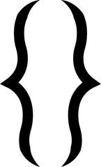 Naklejka premium Curly double braces. Symmetric brackets pair, punctuation symbol for mathematics. Frames for math in trendy black flat style. Retro parenthesis sign for text quote Isolated on transparent background.