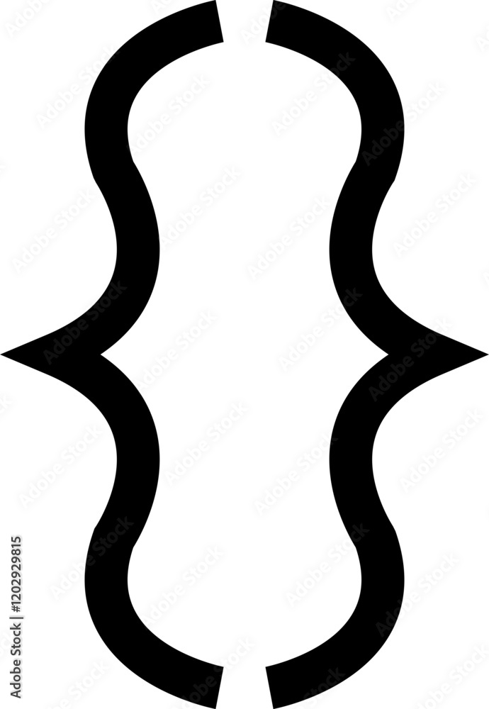 Poster curly double braces. symmetric brackets pair, punctuation symbol for mathematics. frames for math in