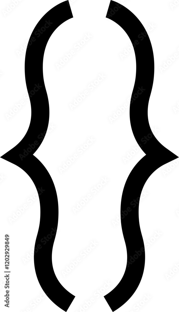 Aufkleber curly double braces. symmetric brackets pair, punctuation symbol for mathematics. frames for math in