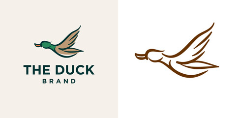 duck goose logo icon vector illustration hipster stock for cafe and restaurant monoline outline line