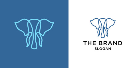  elephant simple line icon logo vector design, modern logo pictogram design of big mammoth