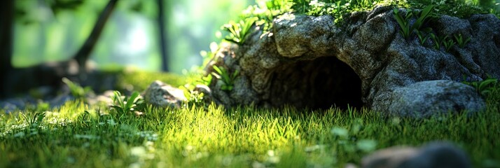 secret hideout in natural landscape