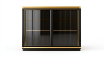 Elegant black cabinet with golden accents, ideal for modern home decor, storage solutions, and stylish interior design.