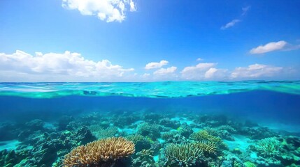 Fototapeta premium Vibrant Coral Reef Under Tropical Ocean