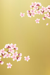 Naklejka premium 桜 和柄 水彩 背景