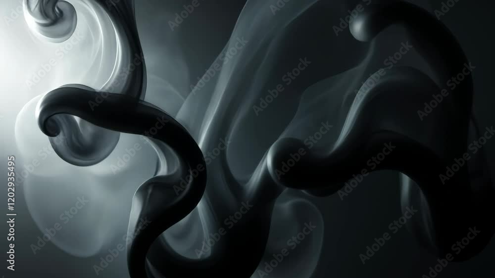 Poster mesmerizing flow of abstract smoke in grayscale atmospheric motion