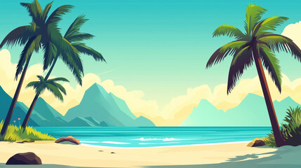 Obraz premium Tropical Sandy Beach with Soft Blue Ocean Waves and Clear Water