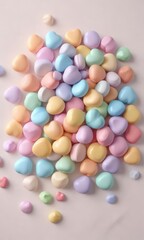 Obraz premium Candy Conversation Heart with Pastel Colors and White Background, candy, valentine's day, pastel colors