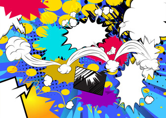 Cartoon Background, comic book burst poster. Retro vector comics pop art design.