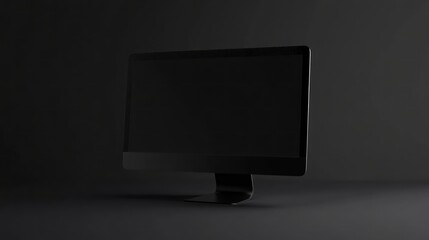 Dark room, black computer screen mockup, minimal design, website template