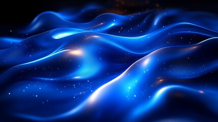 Fototapeta premium Abstract Blue Waves with Glowing Particles