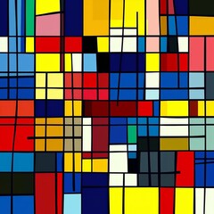 Vivid Abstract Composition Featuring Bold Color Blocks in a Geometric Layout
