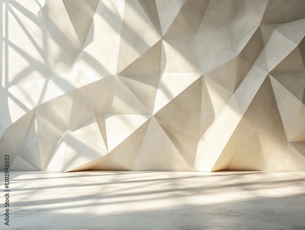 Aufkleber intricate geometric wall design with soft shadows and natural light enhancing texture in a minimalis