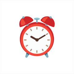 red alarm clock isolated on white background.