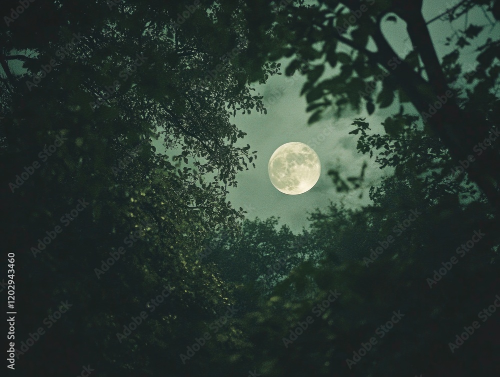 Canvas Prints full moon through tree branches