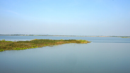  The  blue lake at Chainat ,Thailand . Background space using put text or document                                