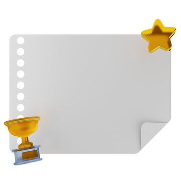 3d star trophy note paper text box