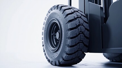 Forklift tire close-up, warehouse background, industrial, transportation