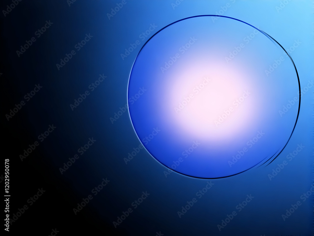 Poster abstract blue circle illuminates with soft light on a gradient background.