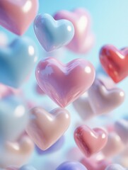 Obraz premium Floating Hearts in Air,