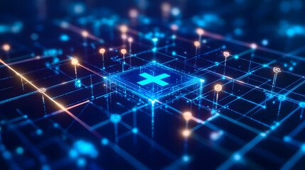 3D Healthcare Symbol on Futuristic Circuit Board Shows Innovation in Medical Technology
