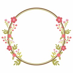 Wreath frame with pink flowers