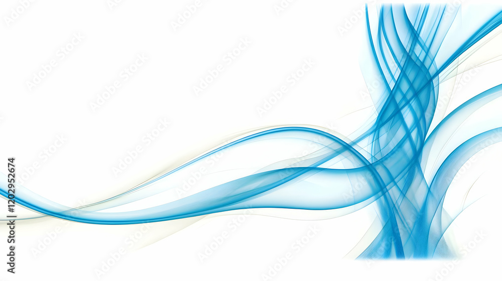 Poster abstract blue waves flow gracefully across a white background, creating a serene and dynamic visual.